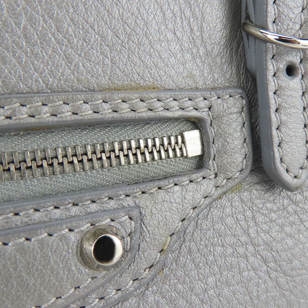 BALENCIAGA Handbag 357333 leather Silver Paper mini Women Used Authentic