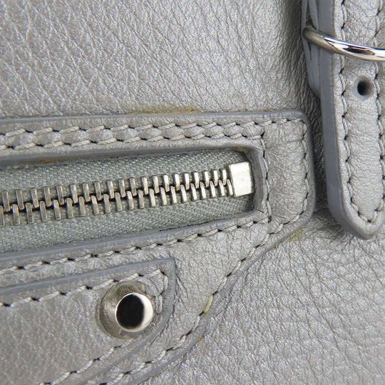 BALENCIAGA Handbag 357333 leather Silver Paper mini Women Used Authentic