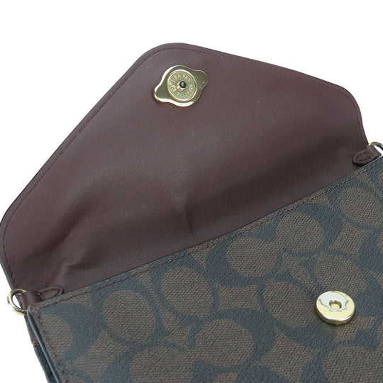 COACH Shoulder Bag C7301 leather black Women Used Authentic