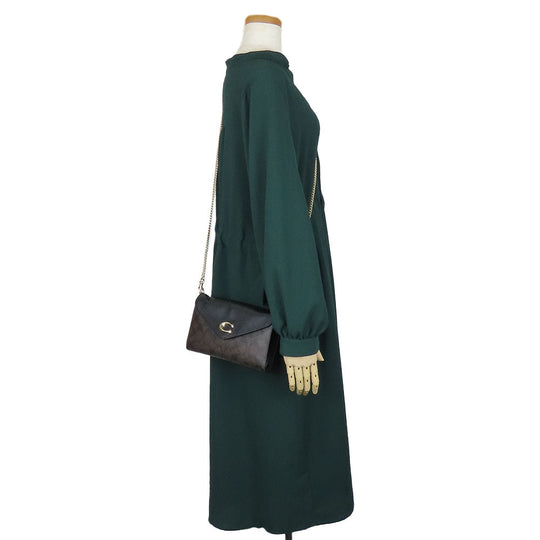 COACH Shoulder Bag C7301 leather black Women Used Authentic