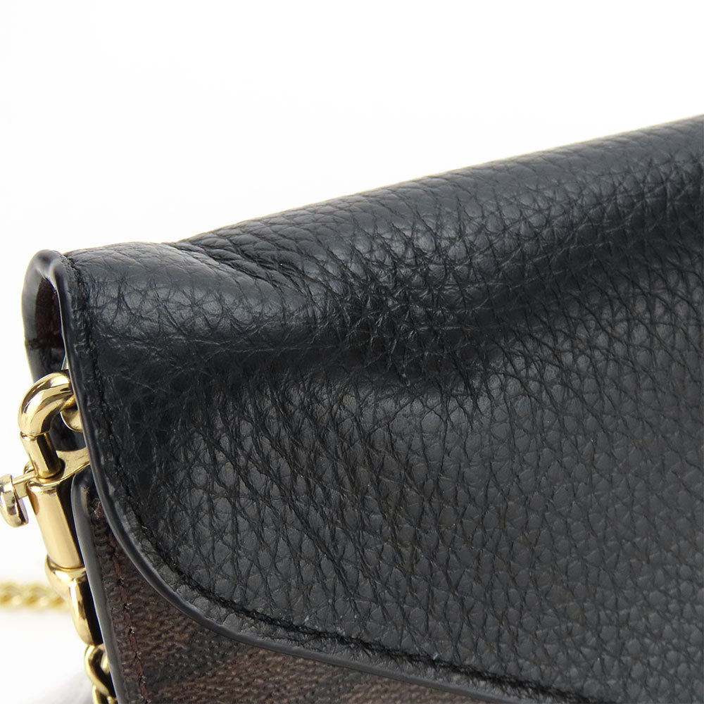 COACH Shoulder Bag C7301 leather black Women Used Authentic