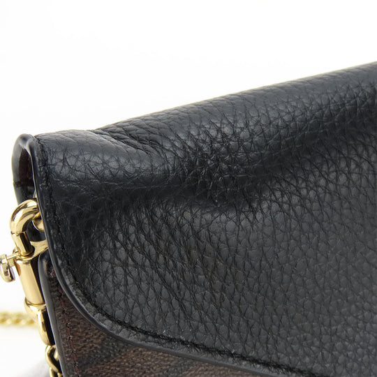 COACH Shoulder Bag C7301 leather black Women Used Authentic