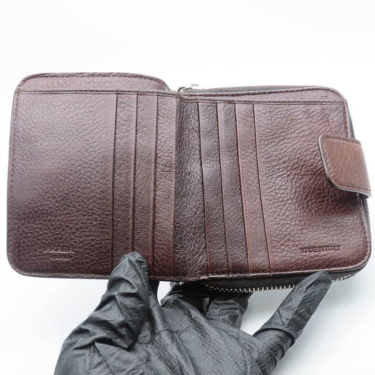 PRADA Bifold Wallet 1M0522 leather Brown Women Used Authentic