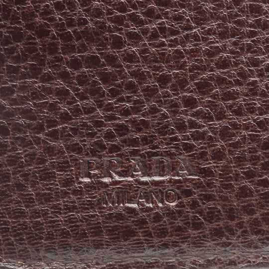 PRADA Bifold Wallet 1M0522 leather Brown Women Used Authentic
