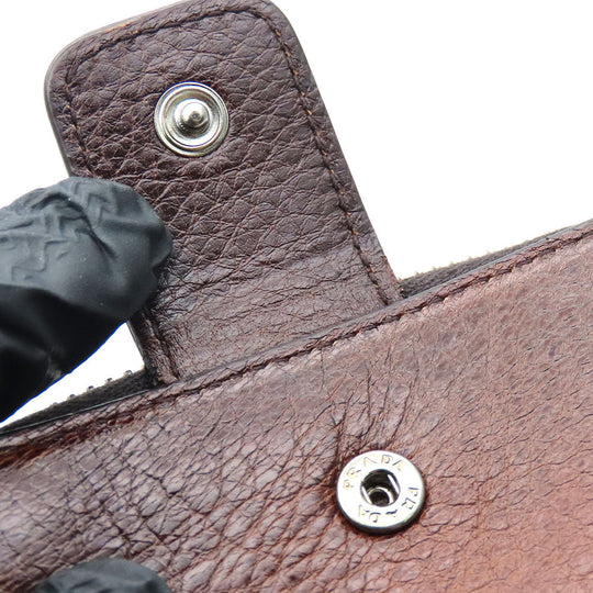 PRADA Bifold Wallet 1M0522 leather Brown Women Used Authentic