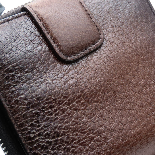 PRADA Bifold Wallet 1M0522 leather Brown Women Used Authentic