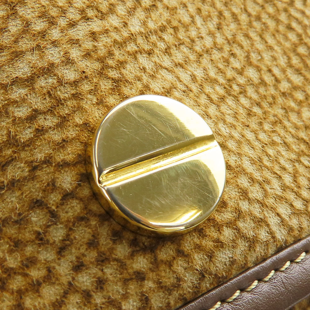 BORBONESE Clutch bag Leather, Suede Brown Women Used Authentic