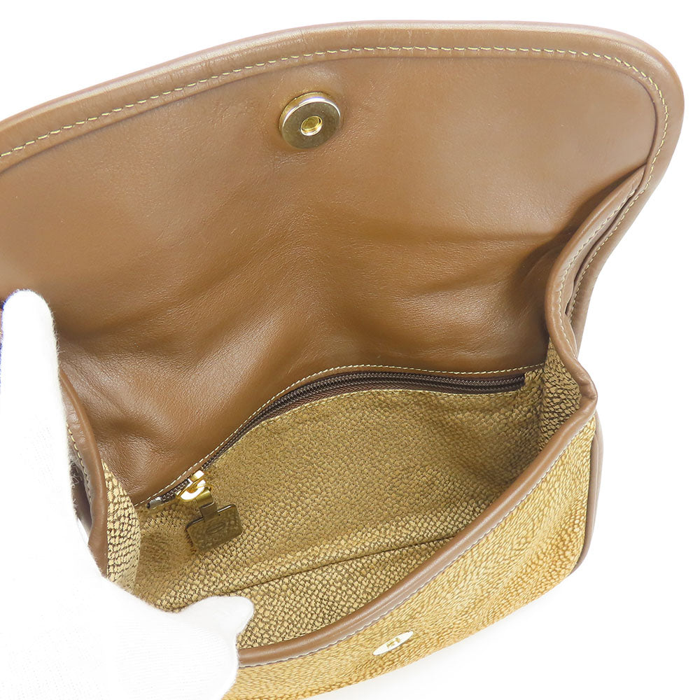 BORBONESE Clutch bag Leather, Suede Brown Women Used Authentic
