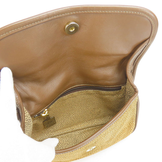 BORBONESE Clutch bag Leather, Suede Brown Women Used Authentic