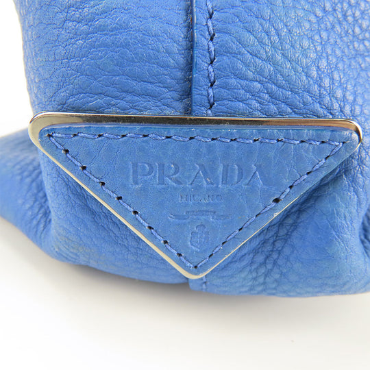 PRADA Tote Bag leather blue Women Used Authentic