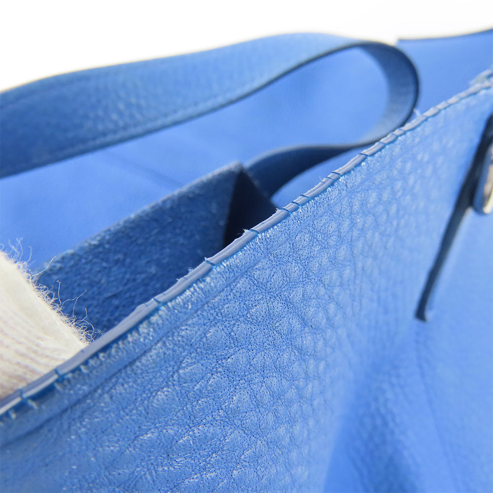 PRADA Tote Bag leather blue Women Used Authentic