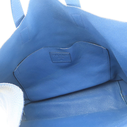 PRADA Tote Bag leather blue Women Used Authentic