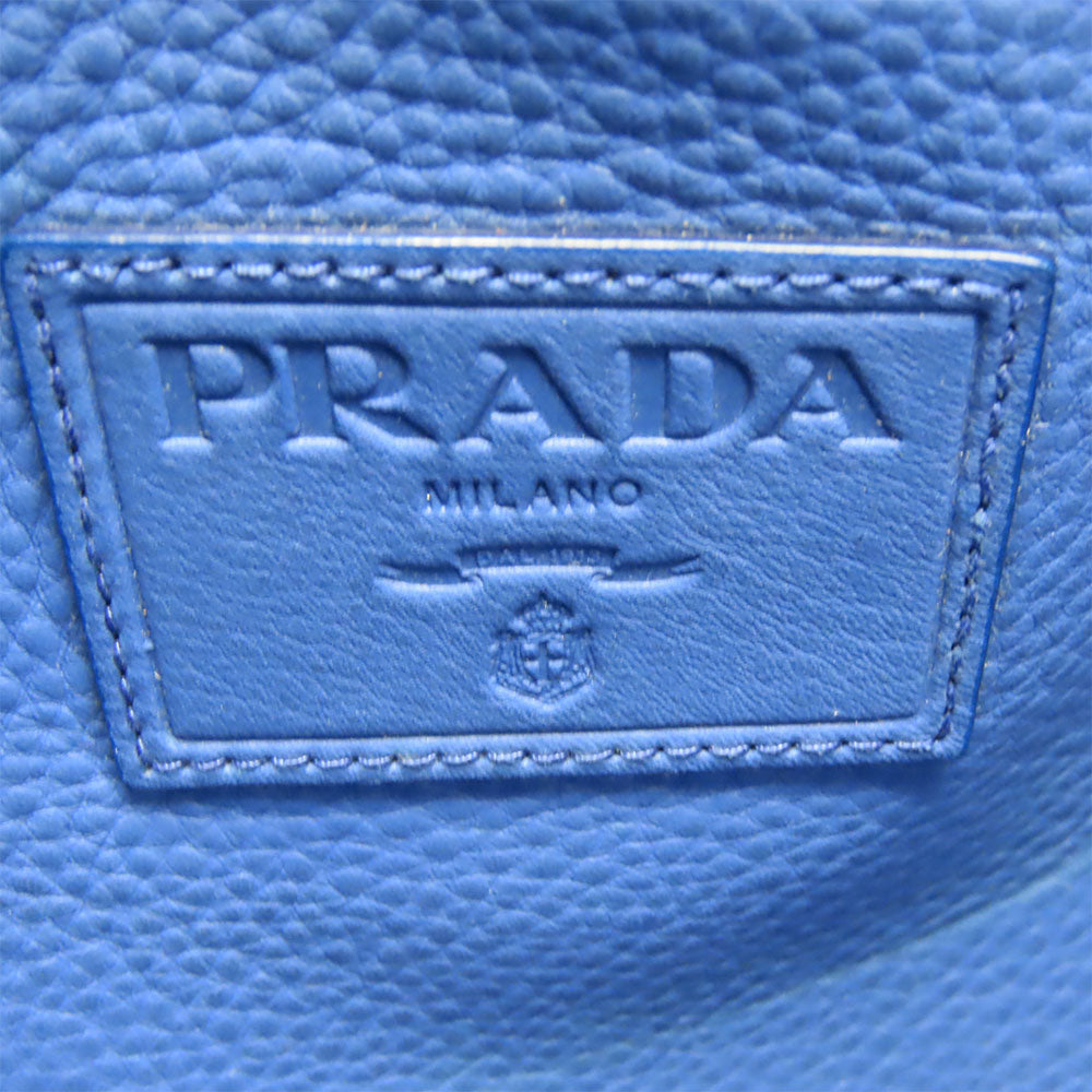 PRADA Tote Bag leather blue Women Used Authentic