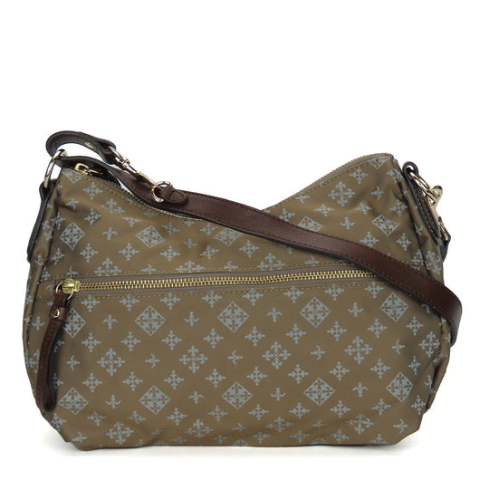 russet Shoulder Bag Nylon, Leather Brown Women Used Authentic