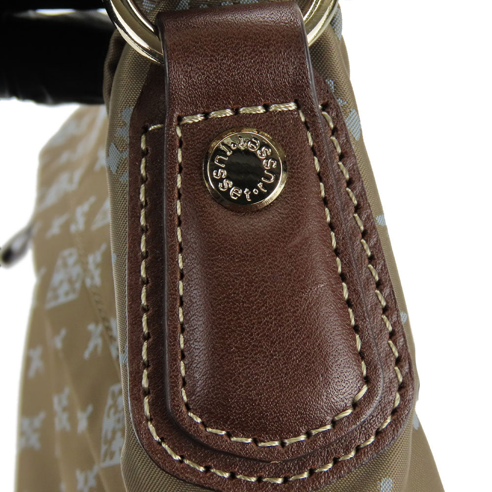 russet Shoulder Bag Nylon, Leather Brown Women Used Authentic