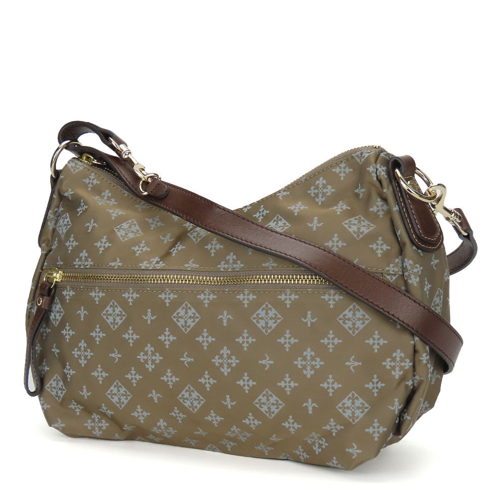 russet Shoulder Bag Nylon, Leather Brown Women Used Authentic