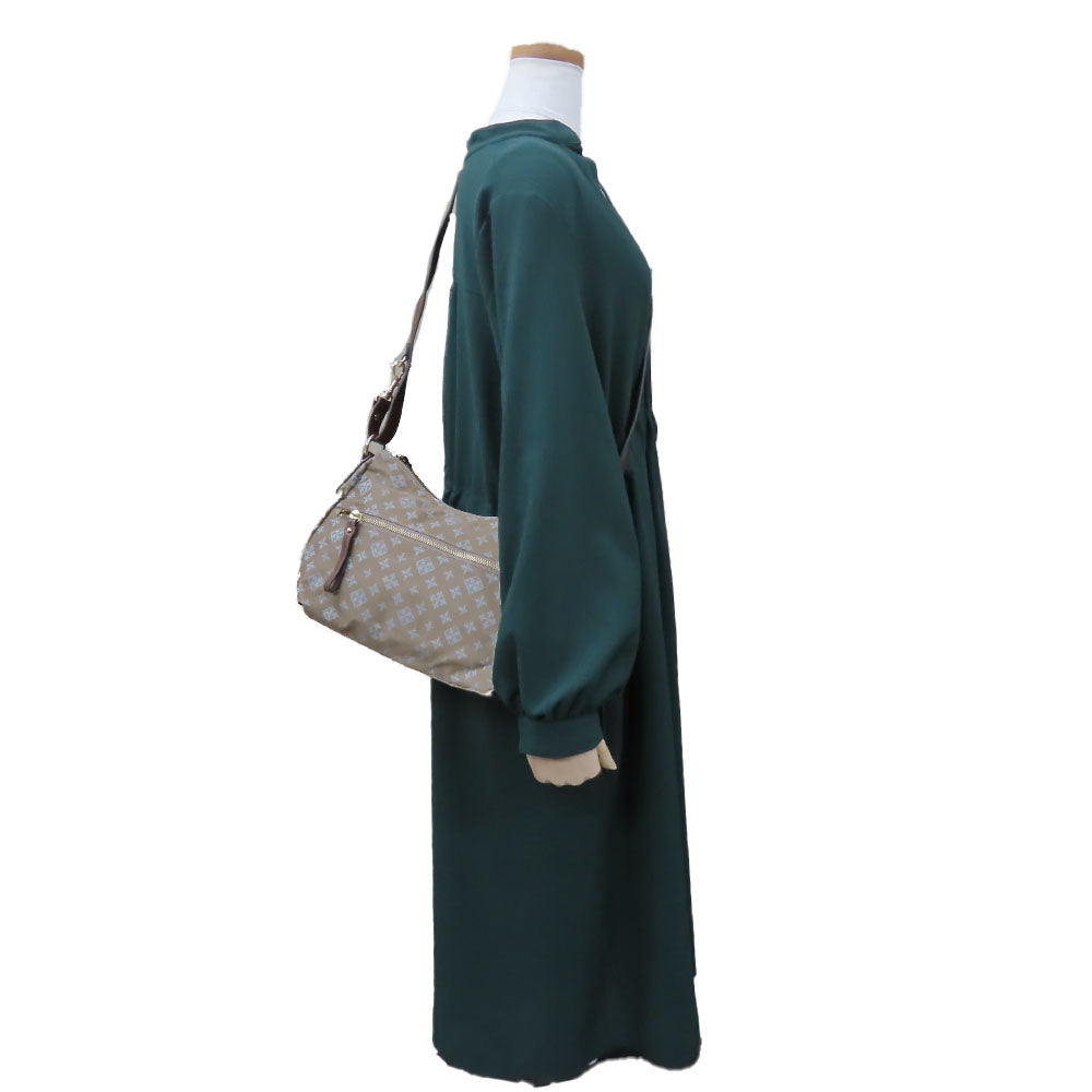 russet Shoulder Bag Nylon, Leather Brown Women Used Authentic