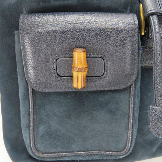 GUCCI Backpack 003.58.0016 Suede Navy Bamboo
