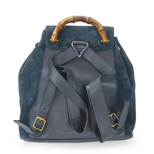 GUCCI Backpack 003.58.0016 Suede Navy Bamboo