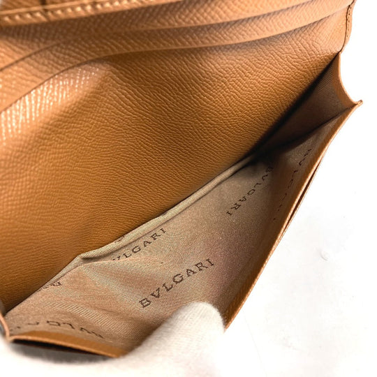 BVLGARI Long Wallet Purse leather Brown logo bi-fold wallet mens Used Authentic