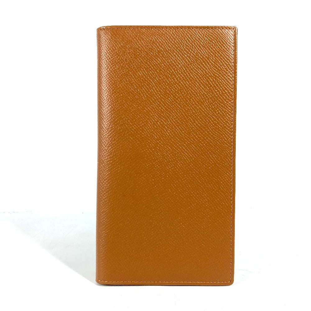 BVLGARI Long Wallet Purse leather Brown logo bi-fold wallet mens Used Authentic