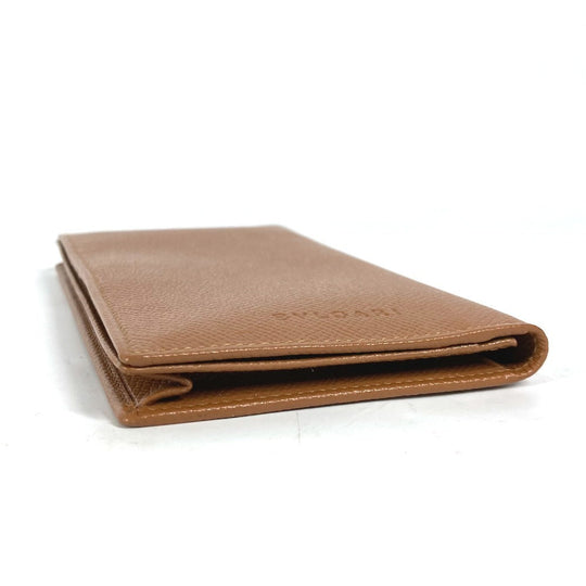 BVLGARI Long Wallet Purse leather Brown logo bi-fold wallet mens Used Authentic