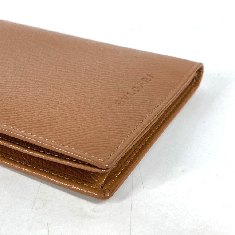 BVLGARI Long Wallet Purse leather Brown logo bi-fold wallet mens Used Authentic