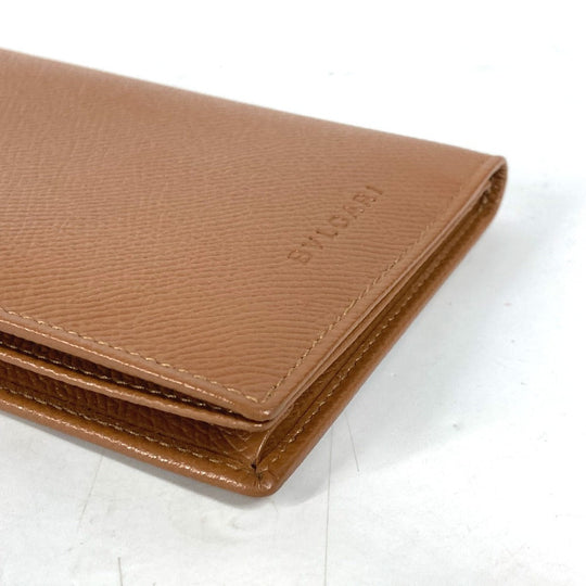 BVLGARI Long Wallet Purse leather Brown logo bi-fold wallet mens Used Authentic