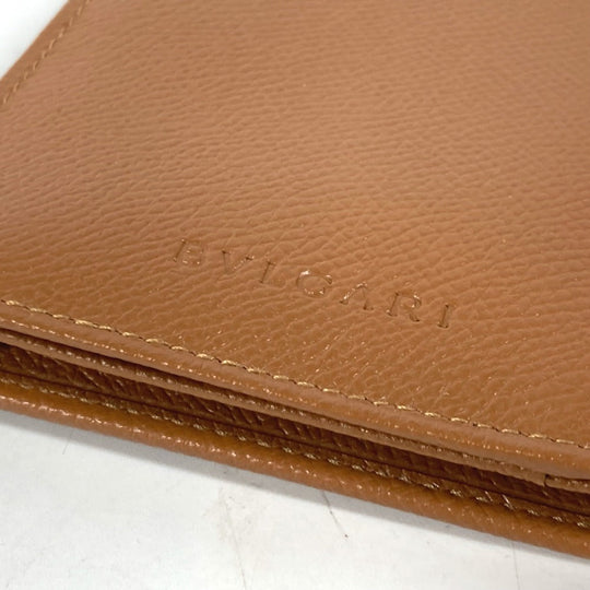 BVLGARI Long Wallet Purse leather Brown logo bi-fold wallet mens Used Authentic