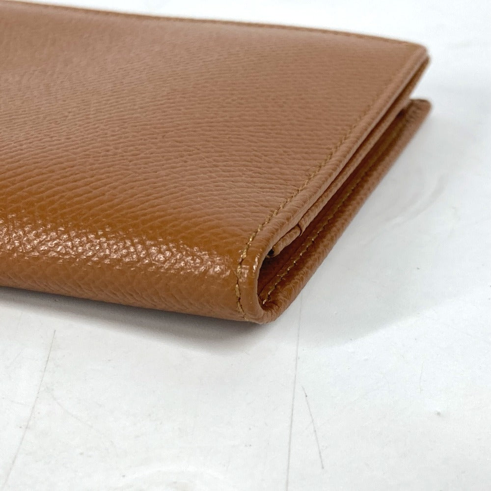 BVLGARI Long Wallet Purse leather Brown logo bi-fold wallet mens Used Authentic