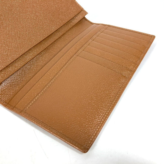 BVLGARI Long Wallet Purse leather Brown logo bi-fold wallet mens Used Authentic