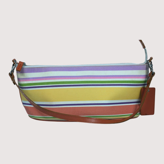 Burberry Striped Canvas Small Bag Multicolor Women's Handbag Purse with Leather Strap