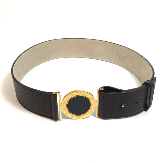 BVLGARI belt leather Dark brown Men's Women Bulgari Bulgari unisex(Unisex) 90/36 Used Authentic