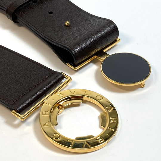 BVLGARI belt leather Dark brown Men's Women Bulgari Bulgari unisex(Unisex) 90/36 Used Authentic