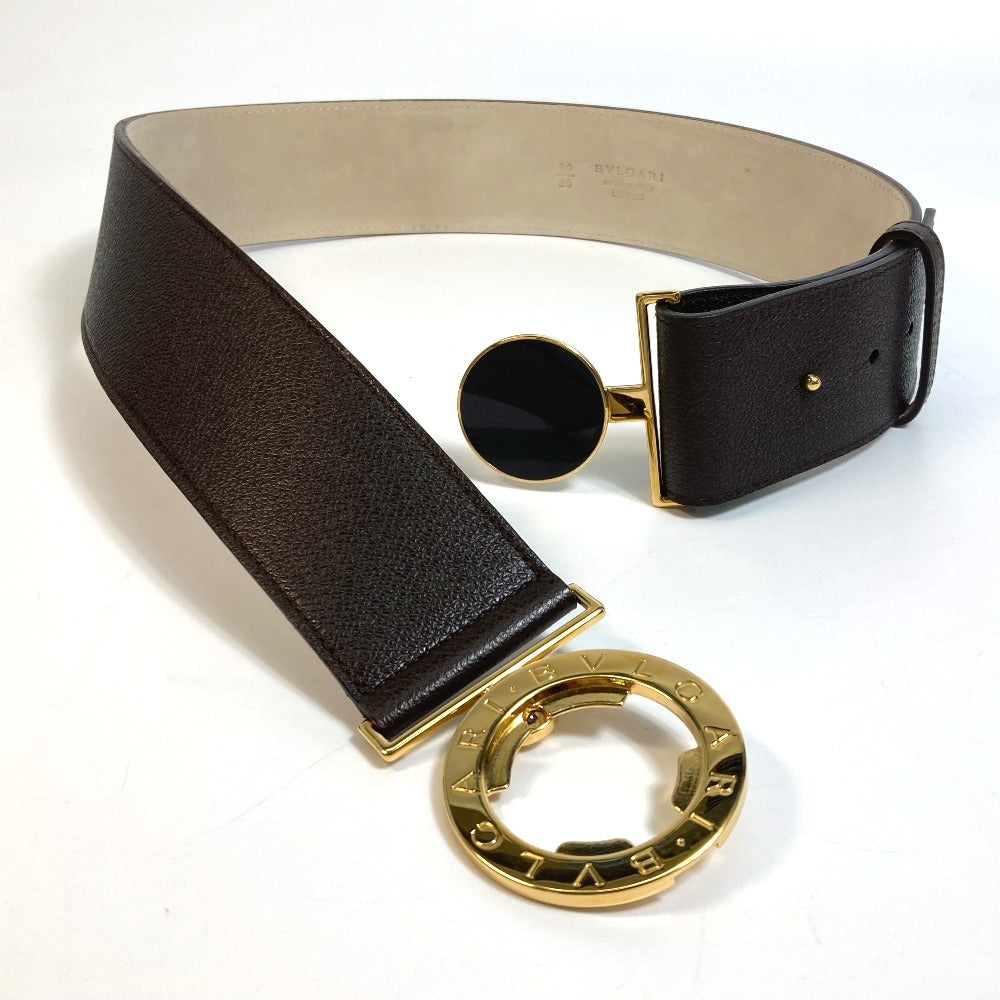 BVLGARI belt leather Dark brown Men's Women Bulgari Bulgari unisex(Unisex) 90/36 Used Authentic