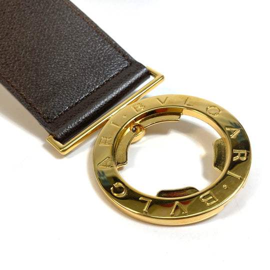 BVLGARI belt leather Dark brown Men's Women Bulgari Bulgari unisex(Unisex) 90/36 Used Authentic