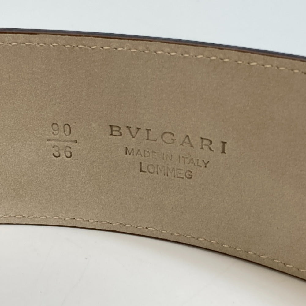BVLGARI belt leather Dark brown Men's Women Bulgari Bulgari unisex(Unisex) 90/36 Used Authentic