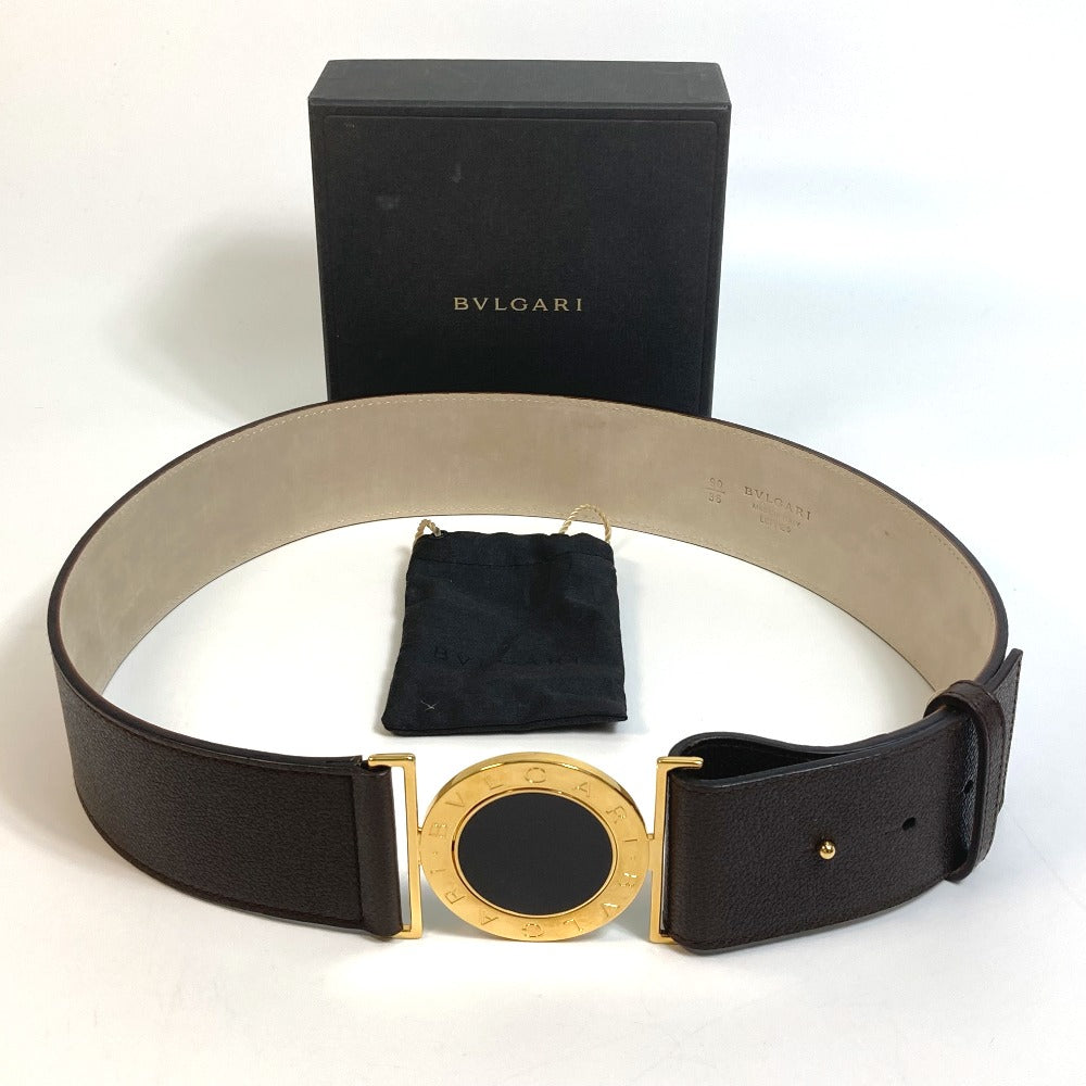 BVLGARI belt leather Dark brown Men's Women Bulgari Bulgari unisex(Unisex) 90/36 Used Authentic