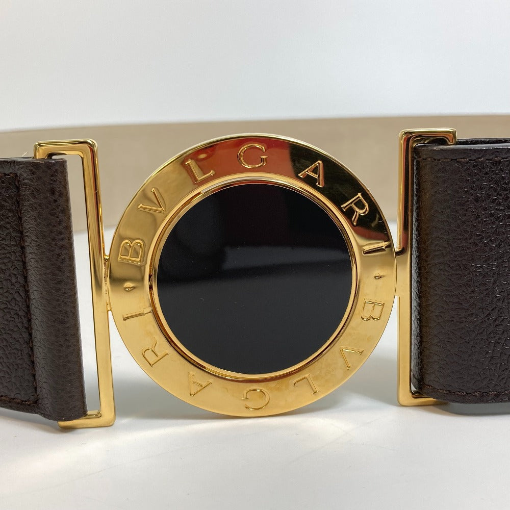 BVLGARI belt leather Dark brown Men's Women Bulgari Bulgari unisex(Unisex) 90/36 Used Authentic