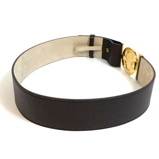 BVLGARI belt leather Dark brown Men's Women Bulgari Bulgari unisex(Unisex) 90/36 Used Authentic