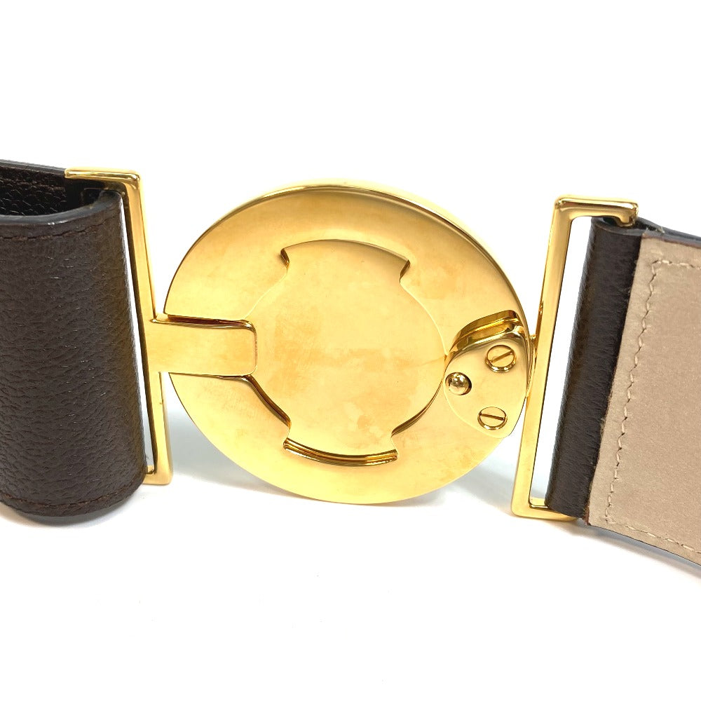 BVLGARI belt leather Dark brown Men's Women Bulgari Bulgari unisex(Unisex) 90/36 Used Authentic