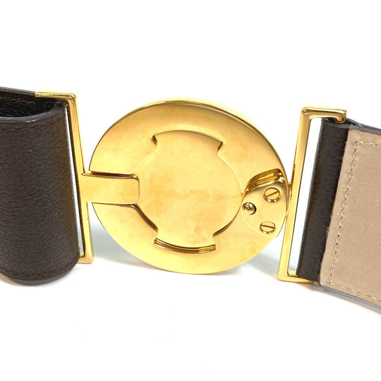 BVLGARI belt leather Dark brown Men's Women Bulgari Bulgari unisex(Unisex) 90/36 Used Authentic