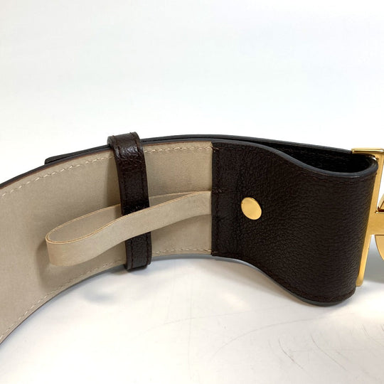 BVLGARI belt leather Dark brown Men's Women Bulgari Bulgari unisex(Unisex) 90/36 Used Authentic