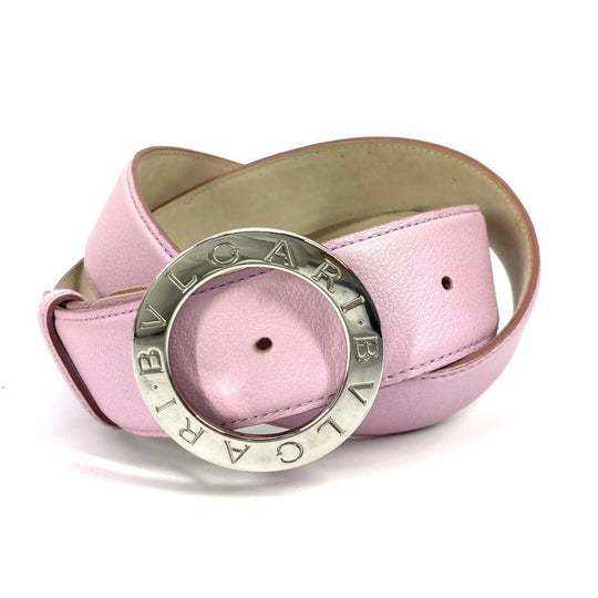 BVLGARI belt leather pink Bvlgari Bvlgari logo Women 105 Used Authentic