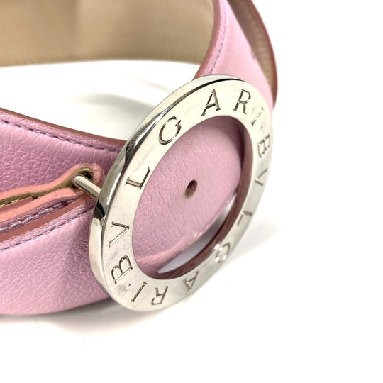 BVLGARI belt leather pink Bvlgari Bvlgari logo Women 105 Used Authentic