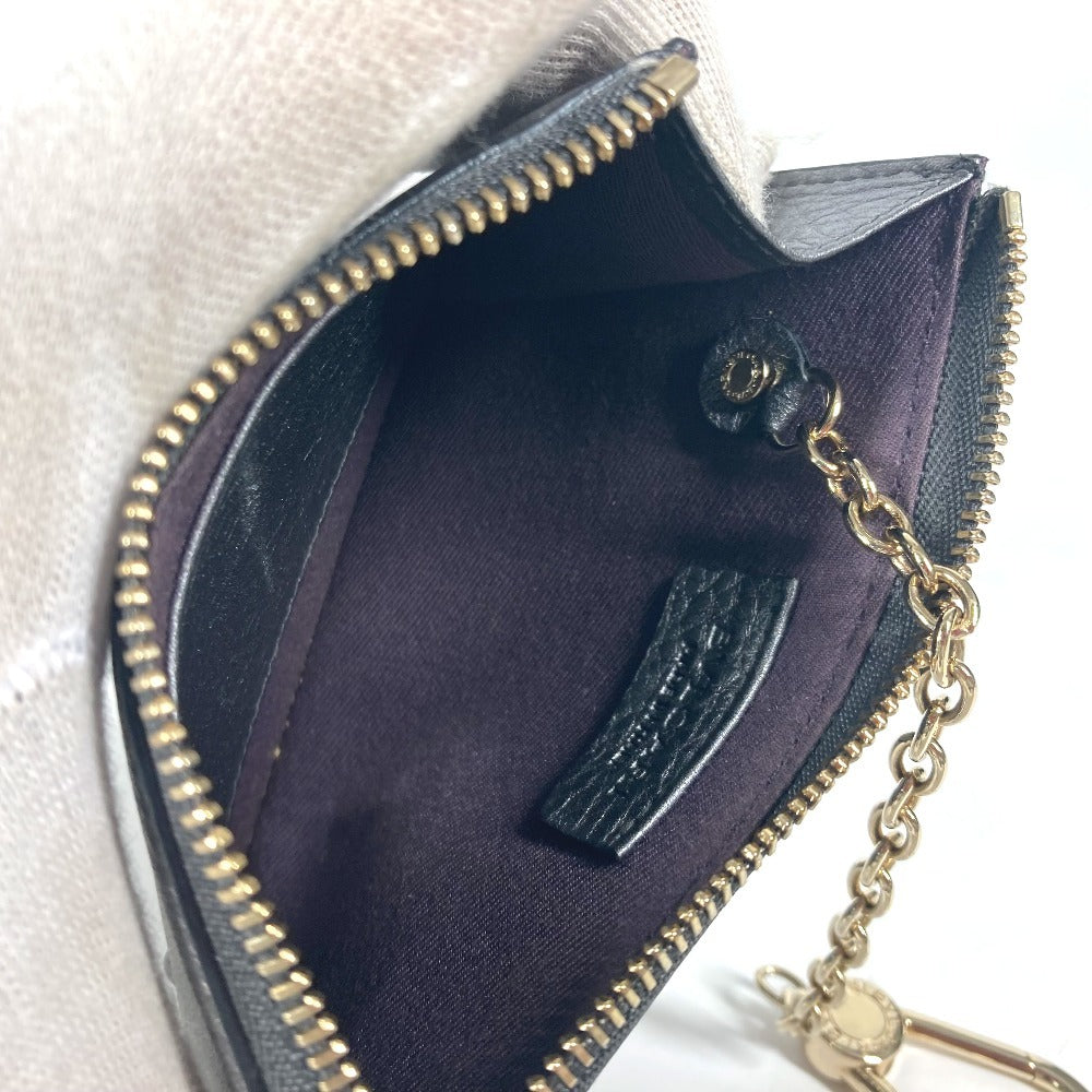 BVLGARI Coin case leather Silver S.bvlgari logo mens(Unisex) Used Authentic