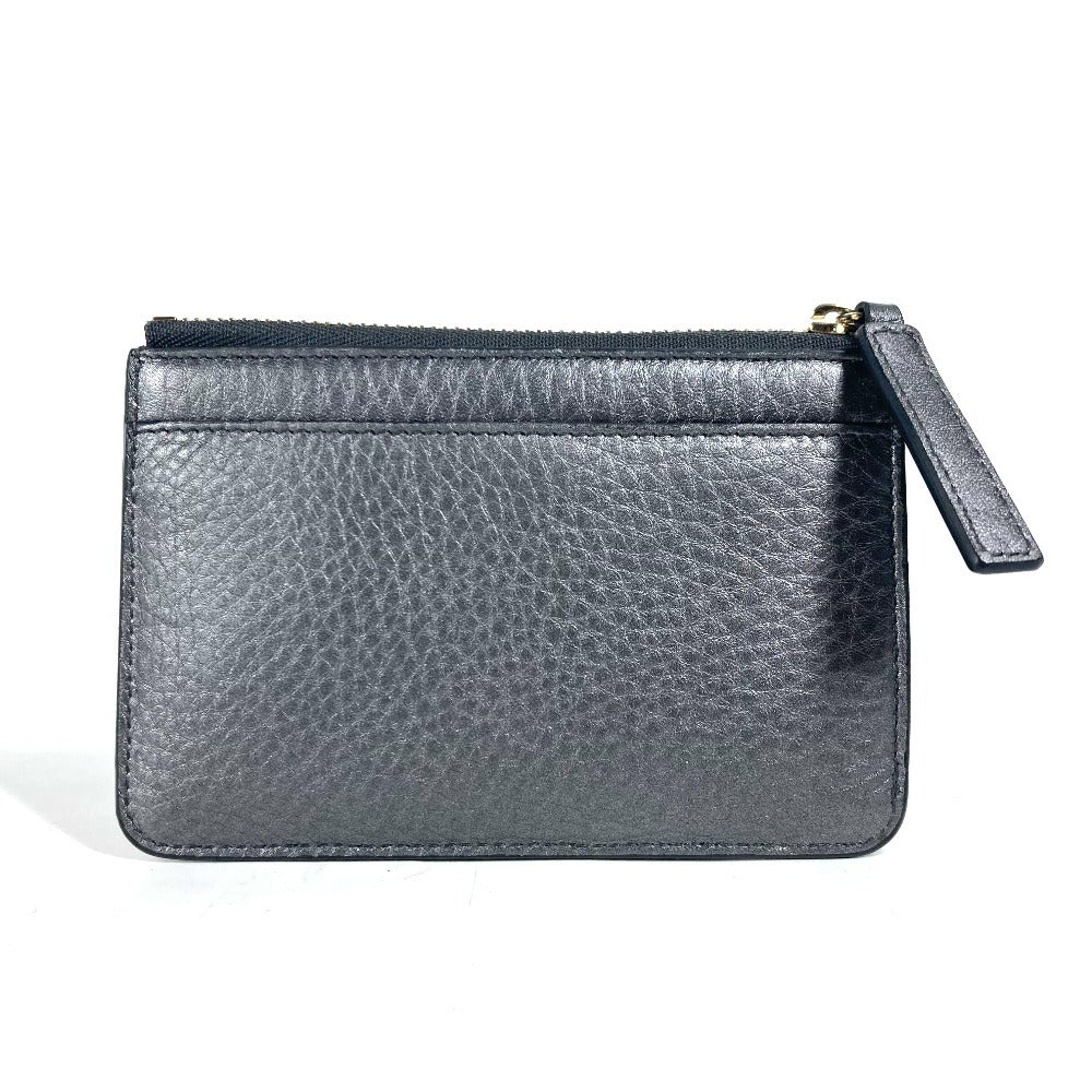 BVLGARI Coin case leather Silver S.bvlgari logo mens(Unisex) Used Authentic