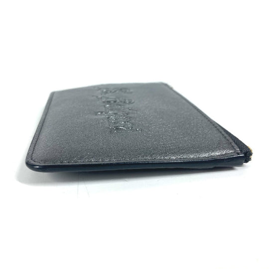 BVLGARI Coin case leather Silver S.bvlgari logo mens(Unisex) Used Authentic