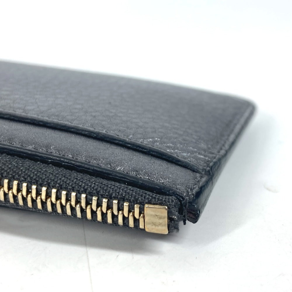 BVLGARI Coin case leather Silver S.bvlgari logo mens(Unisex) Used Authentic