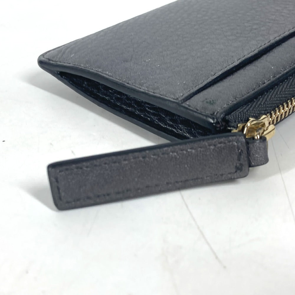 BVLGARI Coin case leather Silver S.bvlgari logo mens(Unisex) Used Authentic